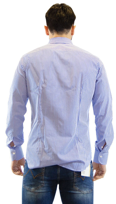 Grigio Camicia uomo a righe bianca e blu. Camicia e gilet - Boutique Luisa Trendy
