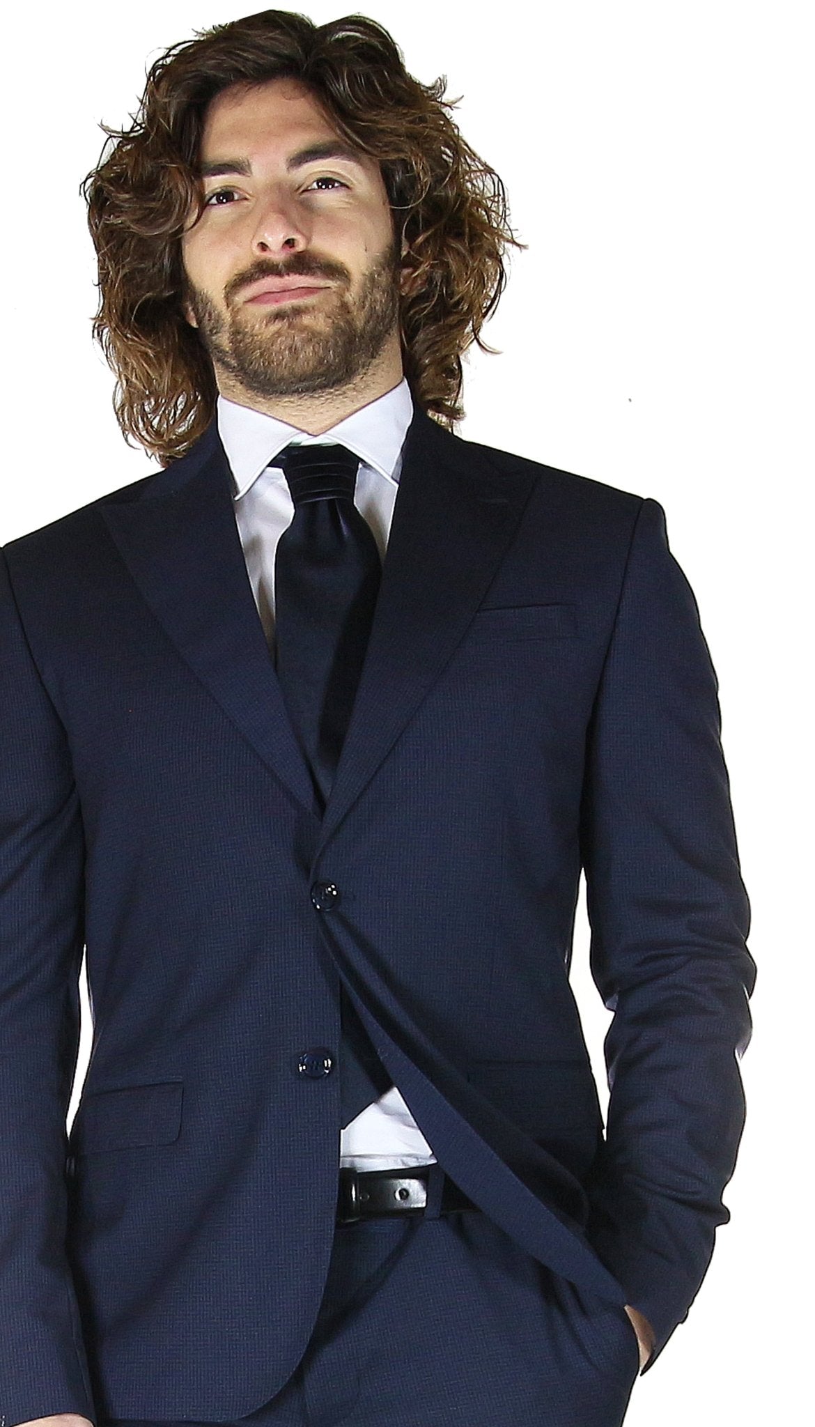 Havana & Co Abito blu in tessuto fantasia micro check. Abiti e giacche - Boutique Luisa Trendy