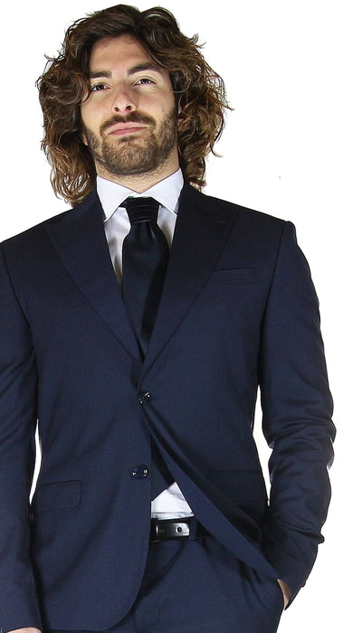 Havana & Co Abito blu in tessuto fantasia micro check. Abiti e giacche - Boutique Luisa Trendy