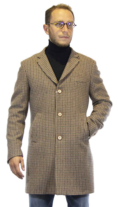 Havana & co Cappotto uomo in lana microfantasia arancio Capispalla Uomo - Boutique Luisa Trendy