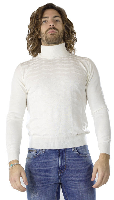 Havana & Co Dolcevita bianco in lana merinos lavorato. Maglie e cardigan uomo - Boutique Luisa Trendy