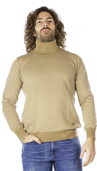Havana & Co Dolcevita cammello in lana merinos con trama operata. Maglie e cardigan uomo - Boutique Luisa Trendy