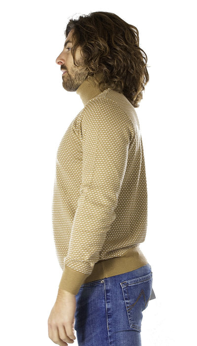 Havana & Co Dolcevita cammello in lana merinos con trama operata. Maglie e cardigan uomo - Boutique Luisa Trendy