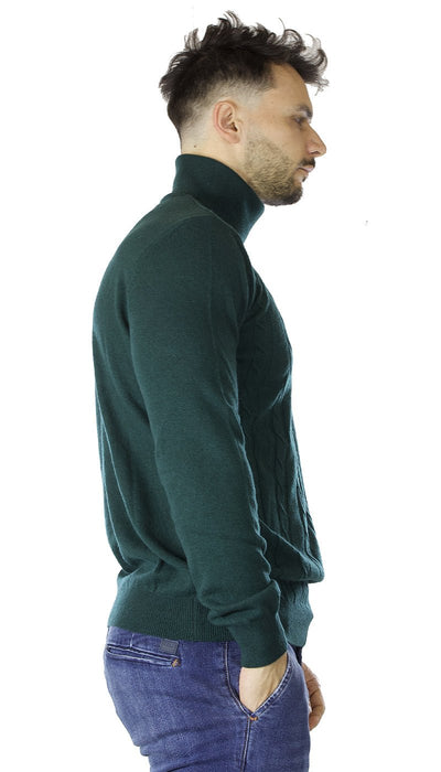 Havana & Co Dolcevita verde in lana con motivo intrecciato. Maglie e cardigan uomo - Boutique Luisa Trendy