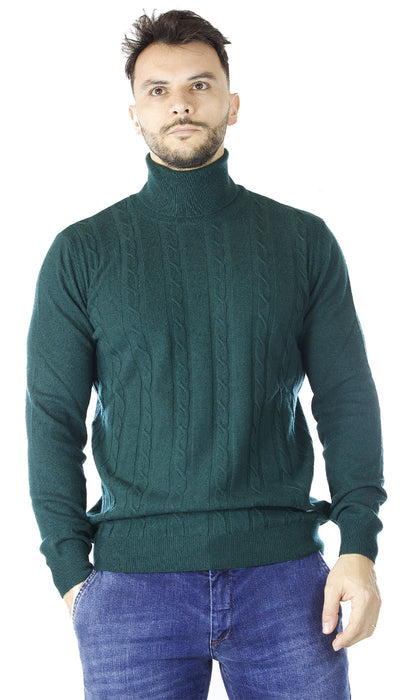 Havana & Co Dolcevita verde in lana con motivo intrecciato. Maglie e cardigan uomo - Boutique Luisa Trendy