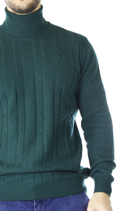 Havana & Co Dolcevita verde in lana con motivo intrecciato. Maglie e cardigan uomo - Boutique Luisa Trendy