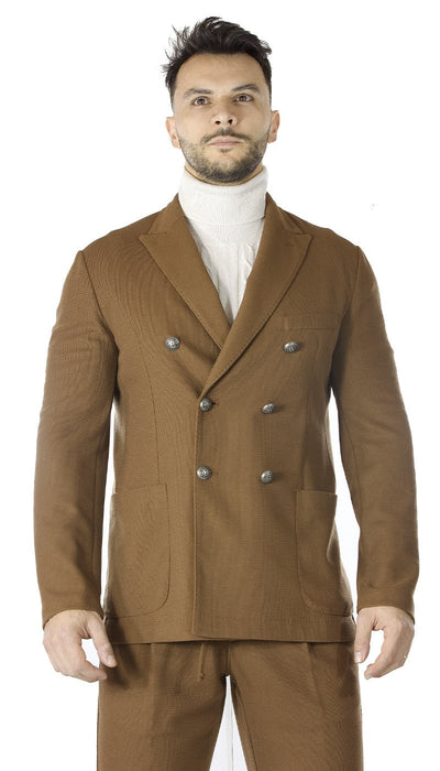 Havana & Co Giacca marrone in maglina modello doppiopetto. Abiti e giacche - Boutique Luisa Trendy
