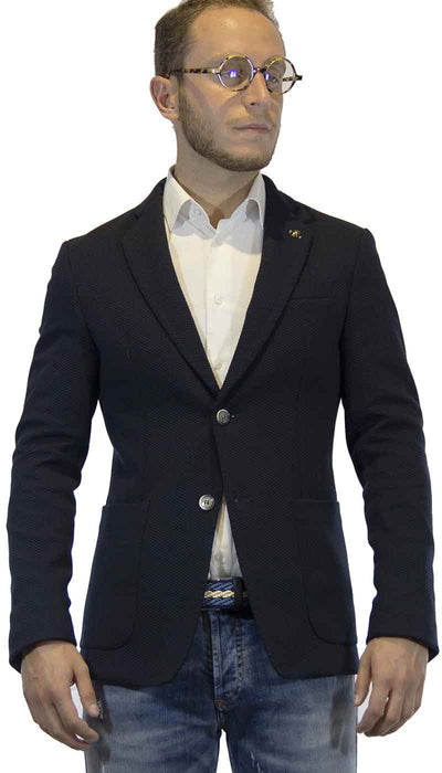Havana & co Giacca uomo trama nido d'ape blu. Abiti e giacche - Boutique Luisa Trendy