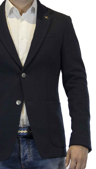 Havana & co Giacca uomo trama nido d'ape blu. Abiti e giacche - Boutique Luisa Trendy