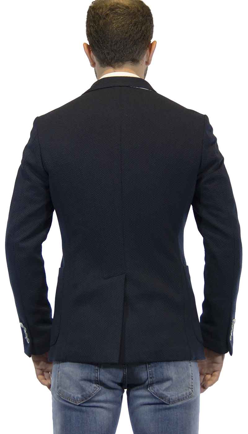 Havana & co Giacca uomo trama nido d'ape blu. Abiti e giacche - Boutique Luisa Trendy
