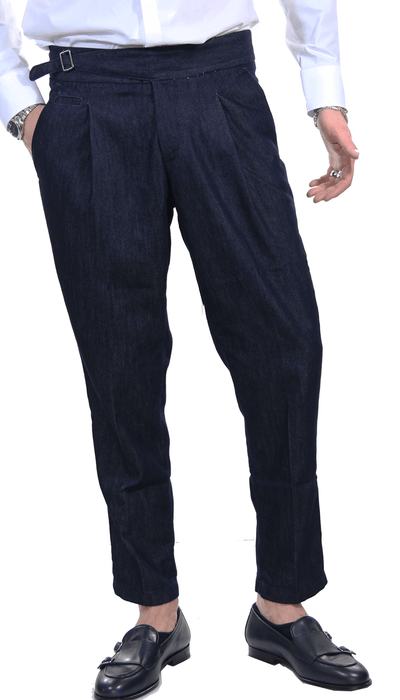 Havana & Co Jeans vita alta con cinturino e pinces. Jeans Uomo - Boutique Luisa Trendy