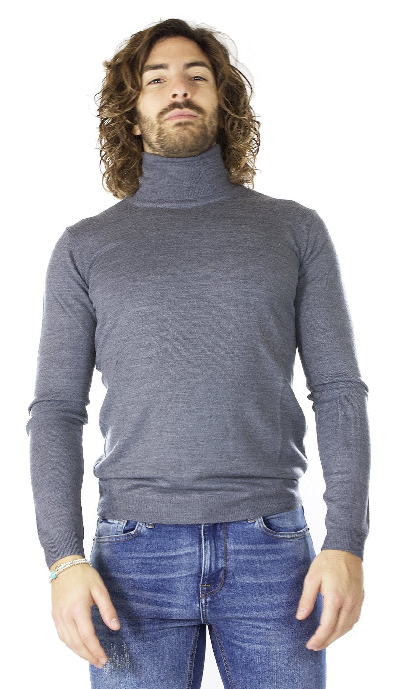 Havana & co Maglia dolcevita grigio in lana merino. H0389D / T7086 Maglie e cardigan uomo - Boutique Luisa Trendy
