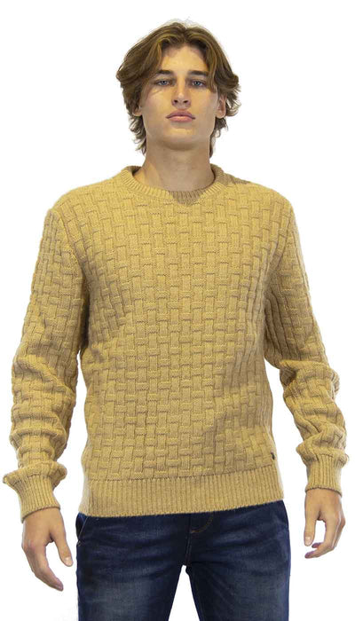 Havana & co Maglia uomo cammello in lana lavorata Maglie e cardigan uomo - Boutique Luisa Trendy