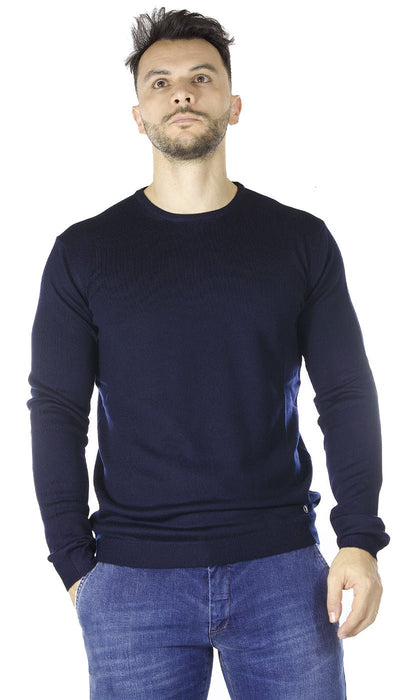 Havana & co Maglia uomo girocollo blu in lana merino. Maglie e cardigan uomo - Boutique Luisa Trendy