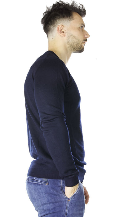 Havana & co Maglia uomo girocollo blu in lana merino. Maglie e cardigan uomo - Boutique Luisa Trendy
