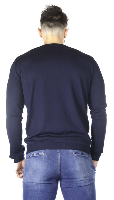 Havana & co Maglia uomo girocollo blu in lana merino. Maglie e cardigan uomo - Boutique Luisa Trendy