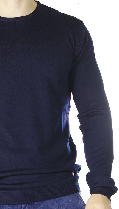 Havana & co Maglia uomo girocollo blu in lana merino. Maglie e cardigan uomo - Boutique Luisa Trendy