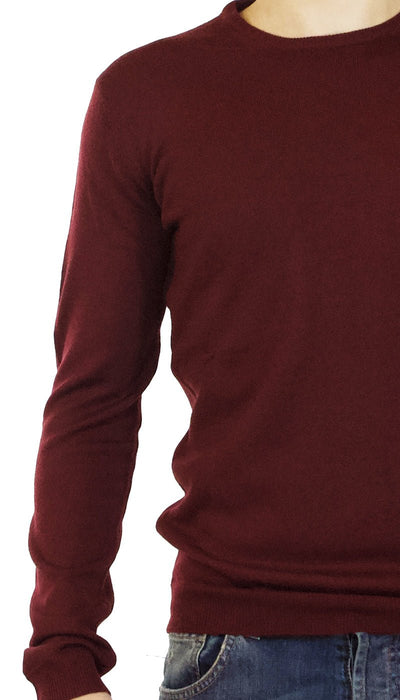 Havana & co Maglia uomo girocollo in lana merino bordeaux. Maglie e cardigan uomo - Boutique Luisa Trendy