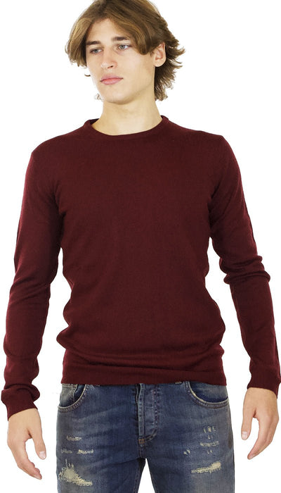 Havana & co Maglia uomo girocollo in lana merino bordeaux. Maglie e cardigan uomo - Boutique Luisa Trendy