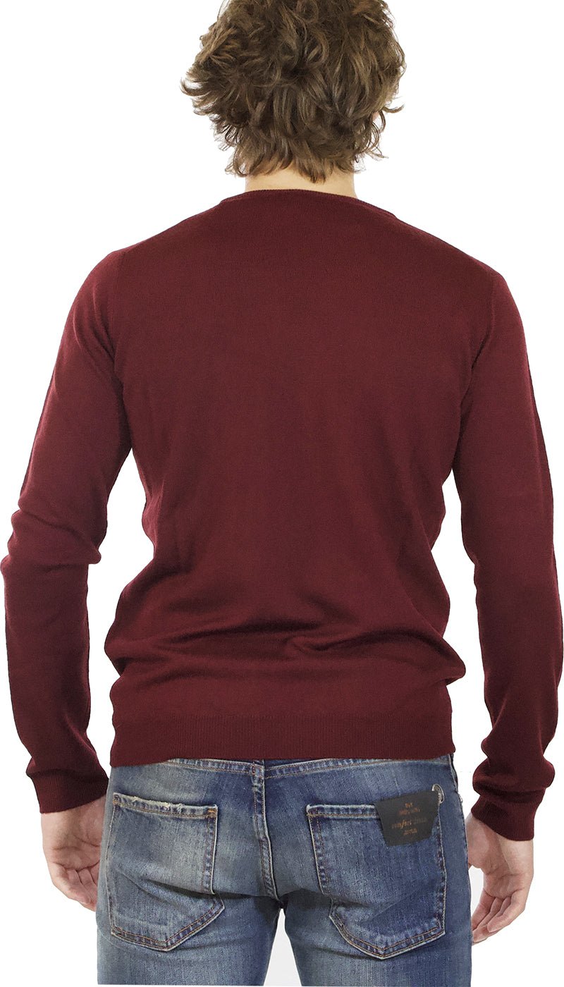 Havana & co Maglia uomo girocollo in lana merino bordeaux. Maglie e cardigan uomo - Boutique Luisa Trendy