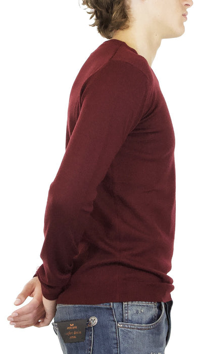 Havana & co Maglia uomo girocollo in lana merino bordeaux. Maglie e cardigan uomo - Boutique Luisa Trendy