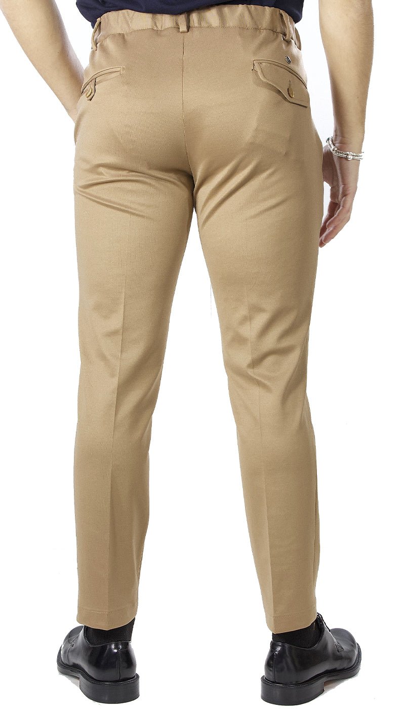 Havana & Co Pantalone cammello in tessuto con elastico in vita. Pantaloni Uomo - Boutique Luisa Trendy
