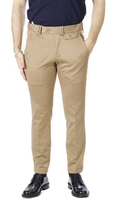 Havana & Co Pantalone cammello in tessuto con elastico in vita. Pantaloni Uomo - Boutique Luisa Trendy