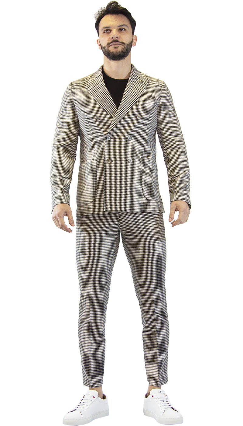 Havana & Co Pantalone in jersey di cotone a pied de poule. H7760_G5225Q Pantaloni Uomo - Boutique Luisa Trendy