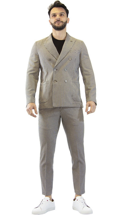 Havana & Co Pantalone in jersey di cotone a pied de poule. H7760_G5225Q Pantaloni Uomo - Boutique Luisa Trendy