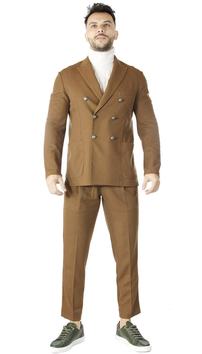 Havana & Co Pantalone marrone in maglina con laccio in vita. Pantaloni Uomo - Boutique Luisa Trendy