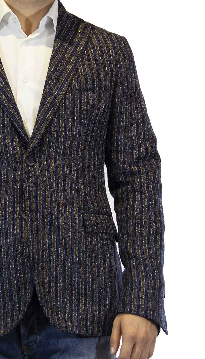 Havana & coGiacca uomo in lana rigata blu e arancio Abiti e giacche - Boutique Luisa Trendy