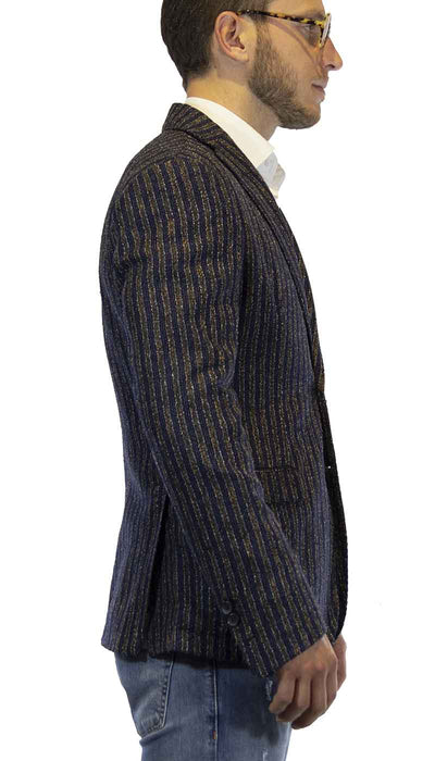 Havana & coGiacca uomo in lana rigata blu e arancio Abiti e giacche - Boutique Luisa Trendy