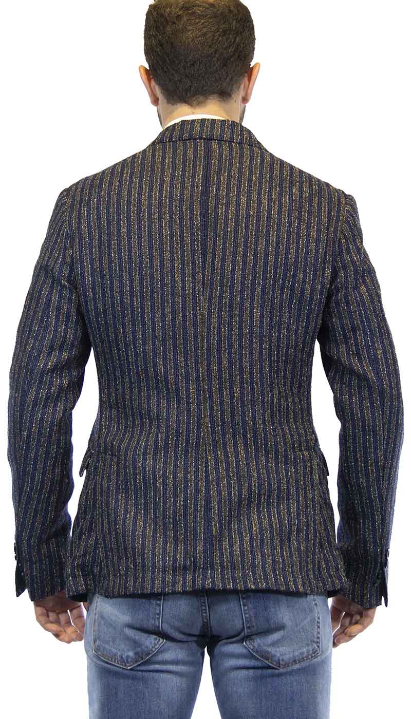 Havana & coGiacca uomo in lana rigata blu e arancio Abiti e giacche - Boutique Luisa Trendy