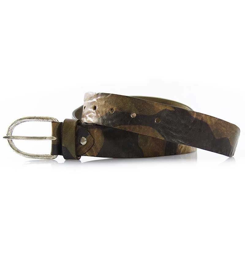 Havana&co Cintura uomo in pelle marrone stampa camouflage Cintura - Boutique Luisa Trendy