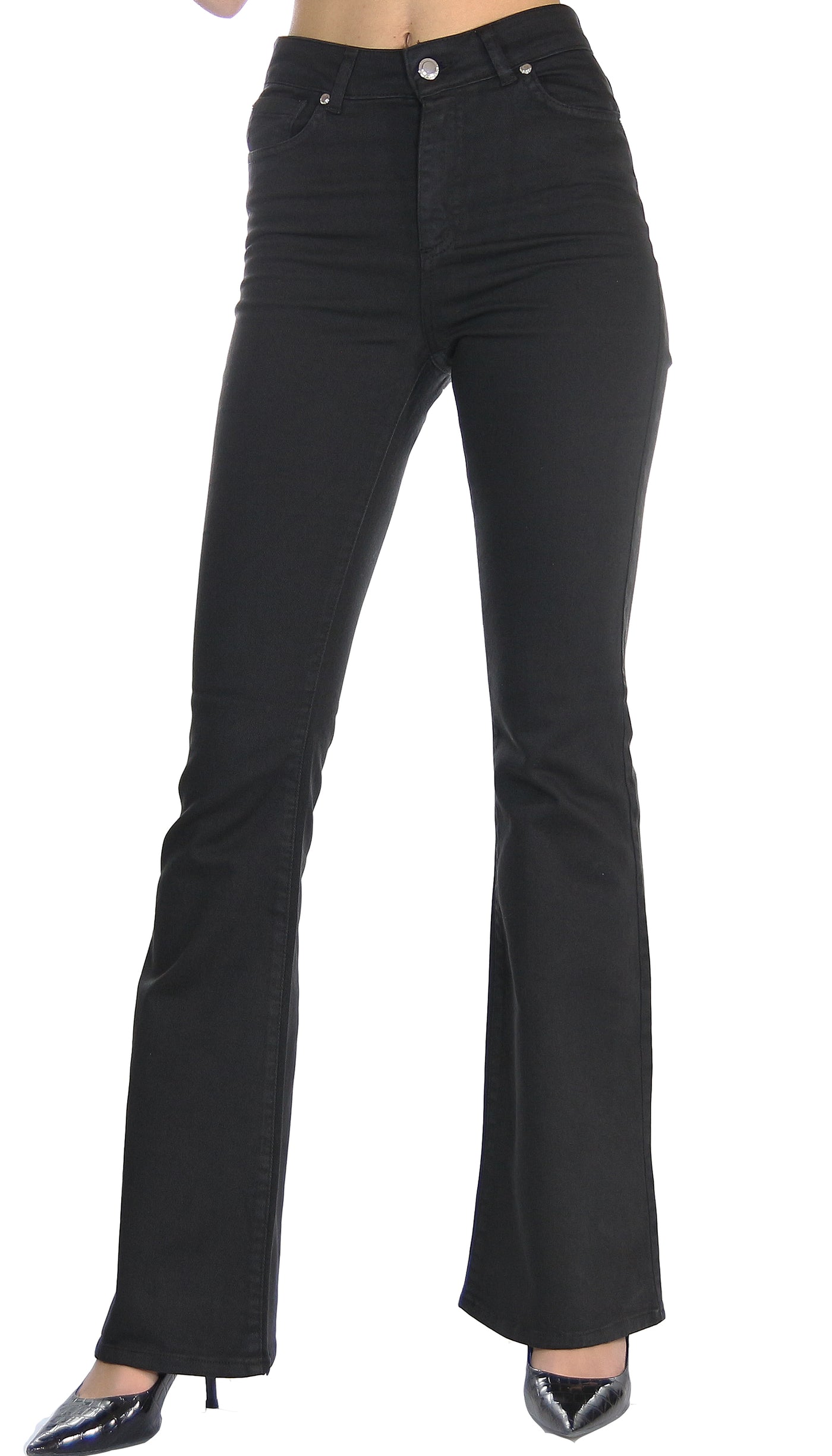 Silvian Heach Jeans nero in cotone a zampa. (6659179217031)