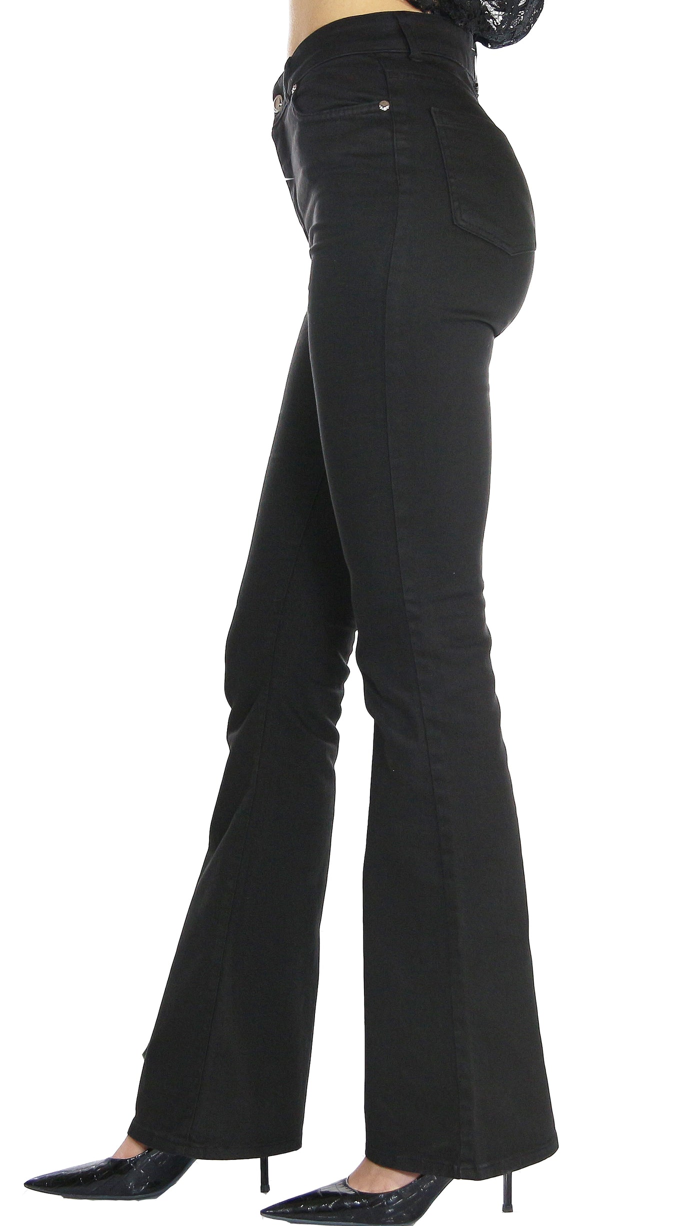 Silvian Heach Jeans nero in cotone a zampa. (6659179217031)