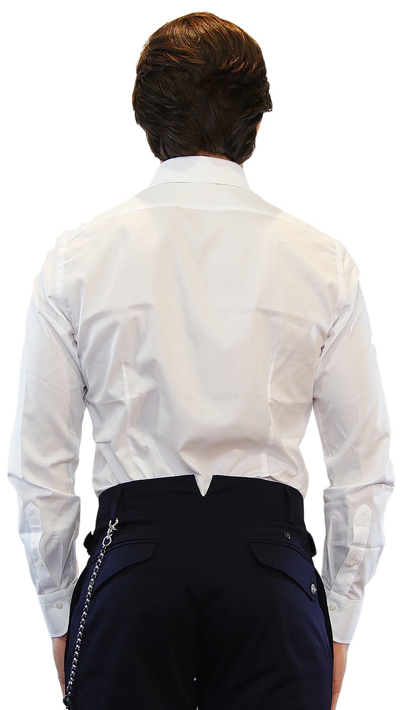 Linea Grigio Camicia uomo bianca rigata tono su tono Camicia e gilet - Boutique Luisa Trendy