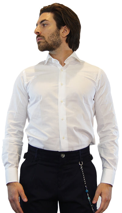 Linea Grigio Camicia uomo bianca rigata tono su tono Camicia e gilet - Boutique Luisa Trendy