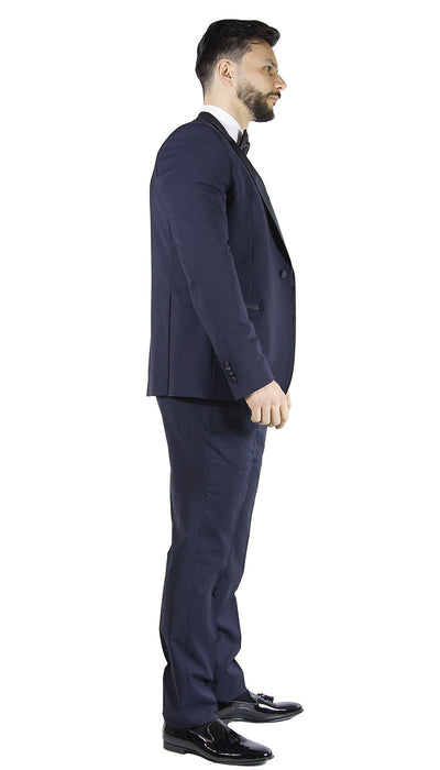 Manuel Ritz Abito Smoking con gilet blu con revers a lance in raso. Abiti e giacche - Boutique Luisa Trendy