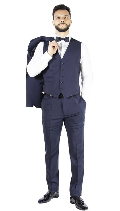 Manuel Ritz Abito Smoking con gilet blu con revers a lance in raso. Abiti e giacche - Boutique Luisa Trendy