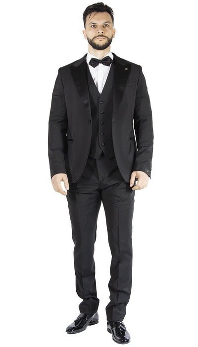 Manuel Ritz Abito Smoking con gilet nero con revers a lance in raso. Abiti e giacche - Boutique Luisa Trendy