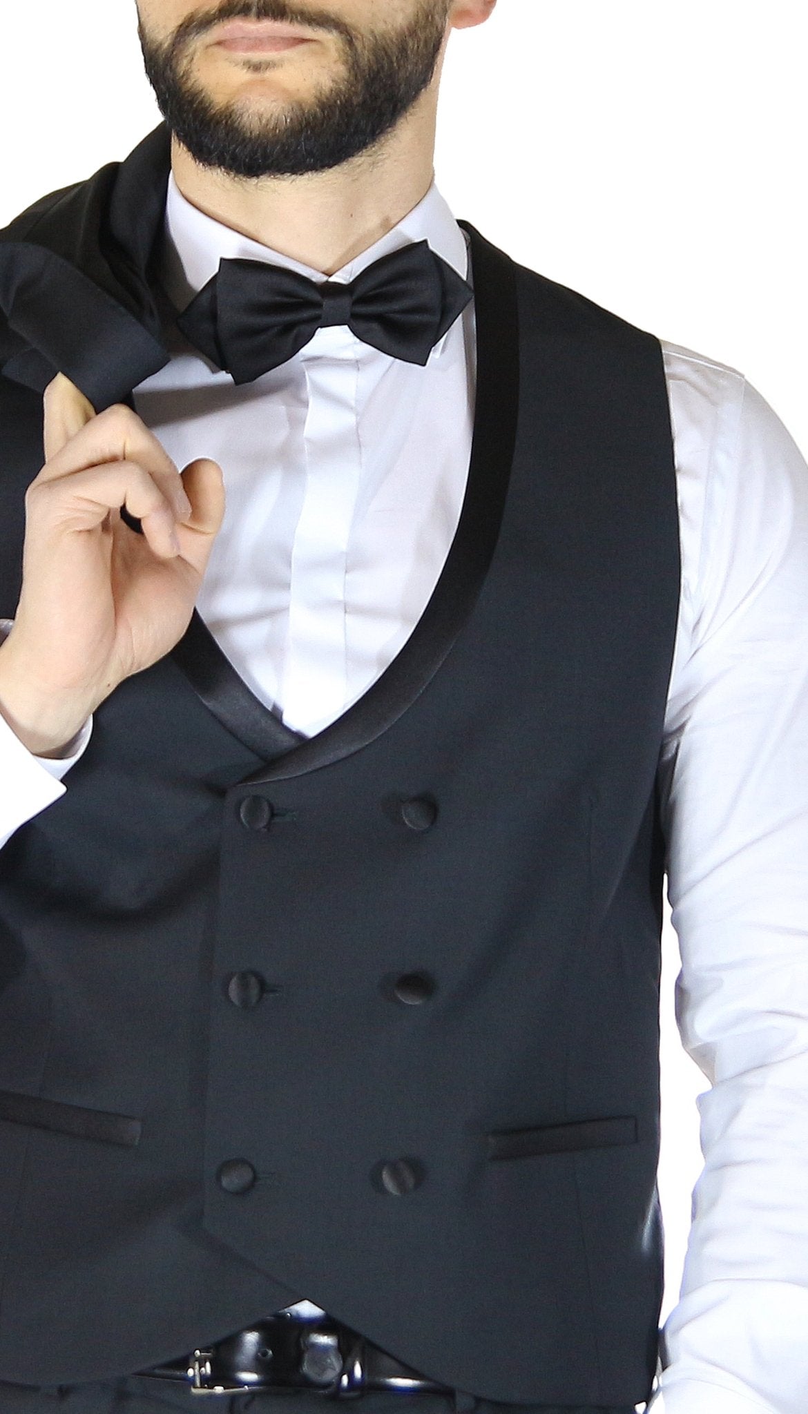 Manuel Ritz Abito Smoking con gilet nero revers a lance in raso. Abiti e giacche - Boutique Luisa Trendy