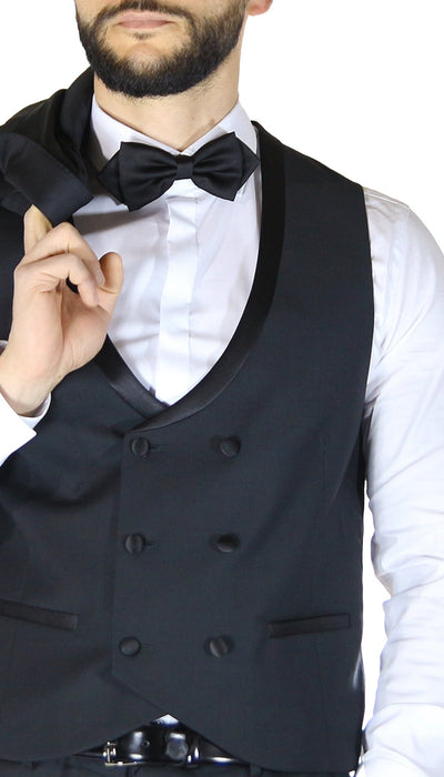 Manuel Ritz Abito Smoking con gilet nero revers a lance in raso. Abiti e giacche - Boutique Luisa Trendy