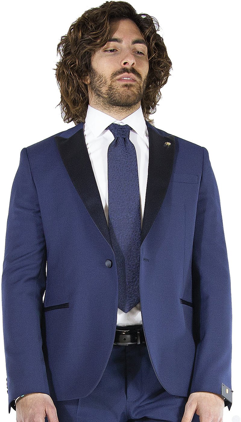 Manuel Ritz Abito Smoking da cerimonia blu revers a lance. Abiti e giacche - Boutique Luisa Trendy