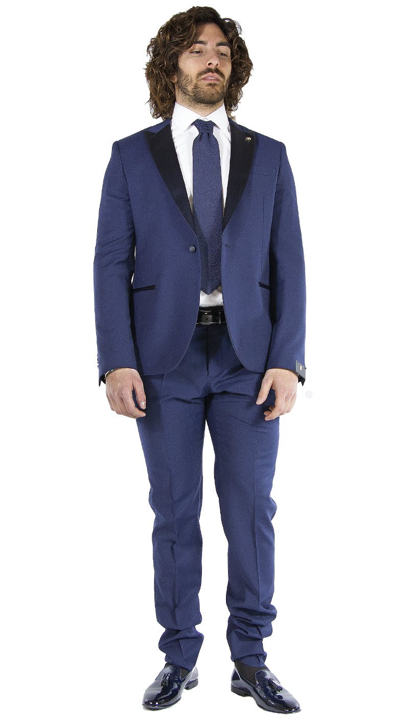 Manuel Ritz Abito Smoking da cerimonia blu revers a lance. Abiti e giacche - Boutique Luisa Trendy