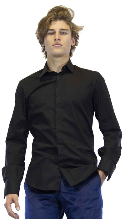 Manuel Ritz Camicia uomo evening nera in cotone. Camicia e gilet - Boutique Luisa Trendy