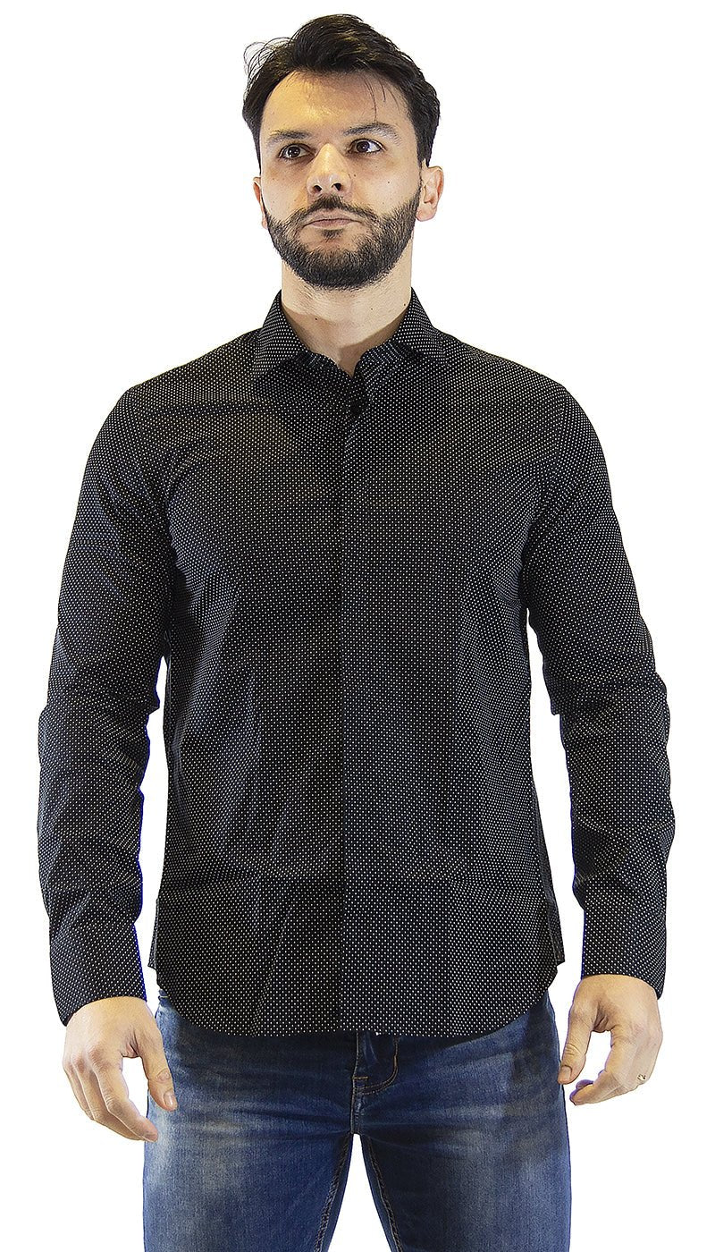 Manuel Ritz Camicia uomo nera a pois. 3030E651_213228 Camicia e gilet - Boutique Luisa Trendy