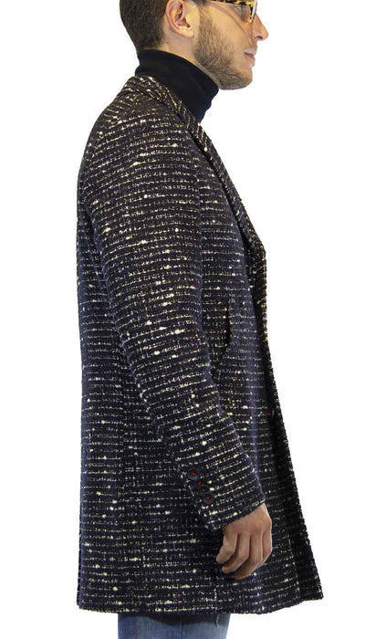 Manuel Ritz Cappotto uomo in lana tweed blu Capispalla Uomo - Boutique Luisa Trendy