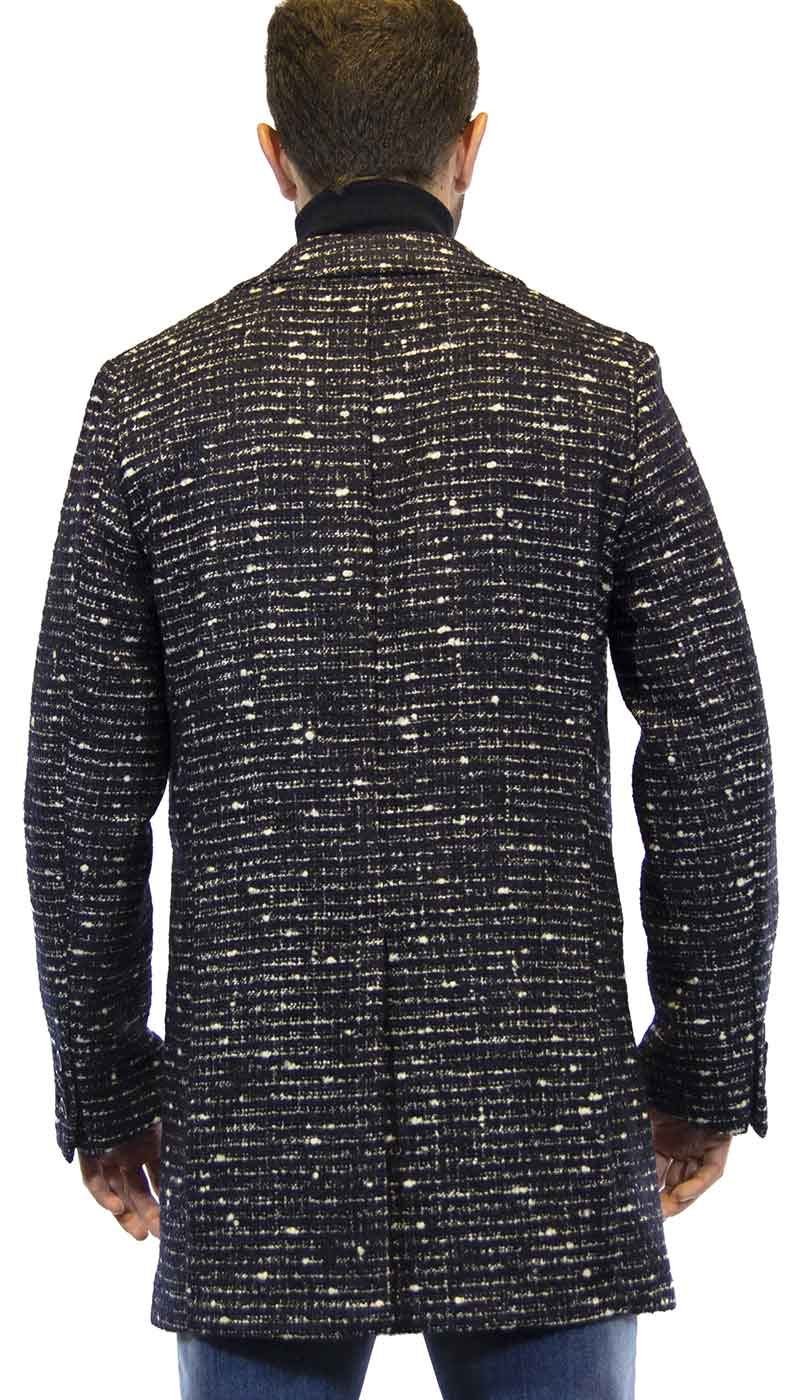 Manuel Ritz Cappotto uomo in lana tweed blu Capispalla Uomo - Boutique Luisa Trendy