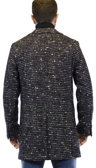 Manuel Ritz Cappotto uomo in lana tweed blu Capispalla Uomo - Boutique Luisa Trendy